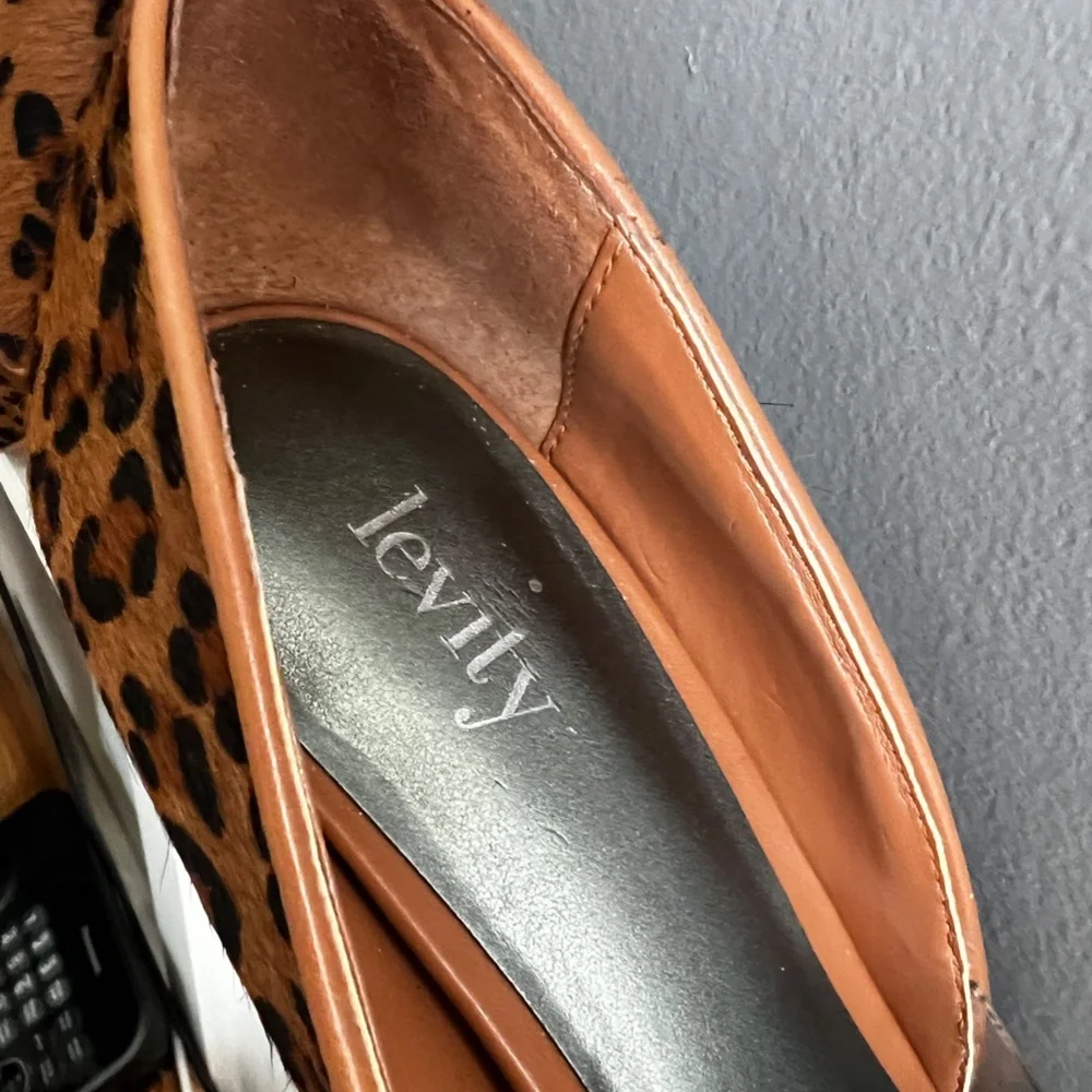 Levity Leopard + Caramel Leather + See-Through Panel Heels Mirage Animal Pumps - Picture 3 of 13